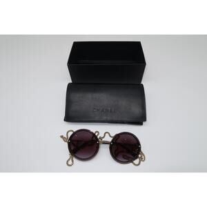 Chanel CH4245 Triple Chain Round Sunglasses Black